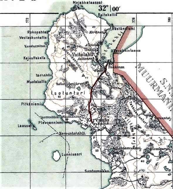Vaitolahti ja Kervanto kartta