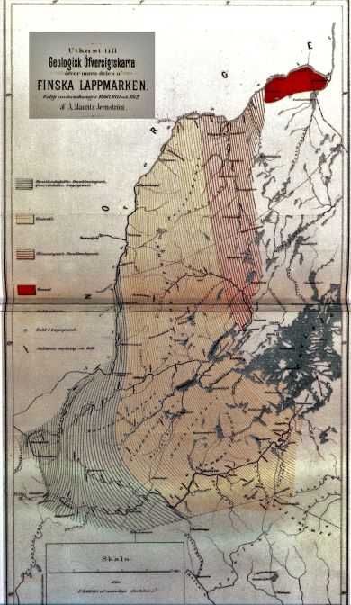 Lapin geologinen kartta vuodelta 1874.